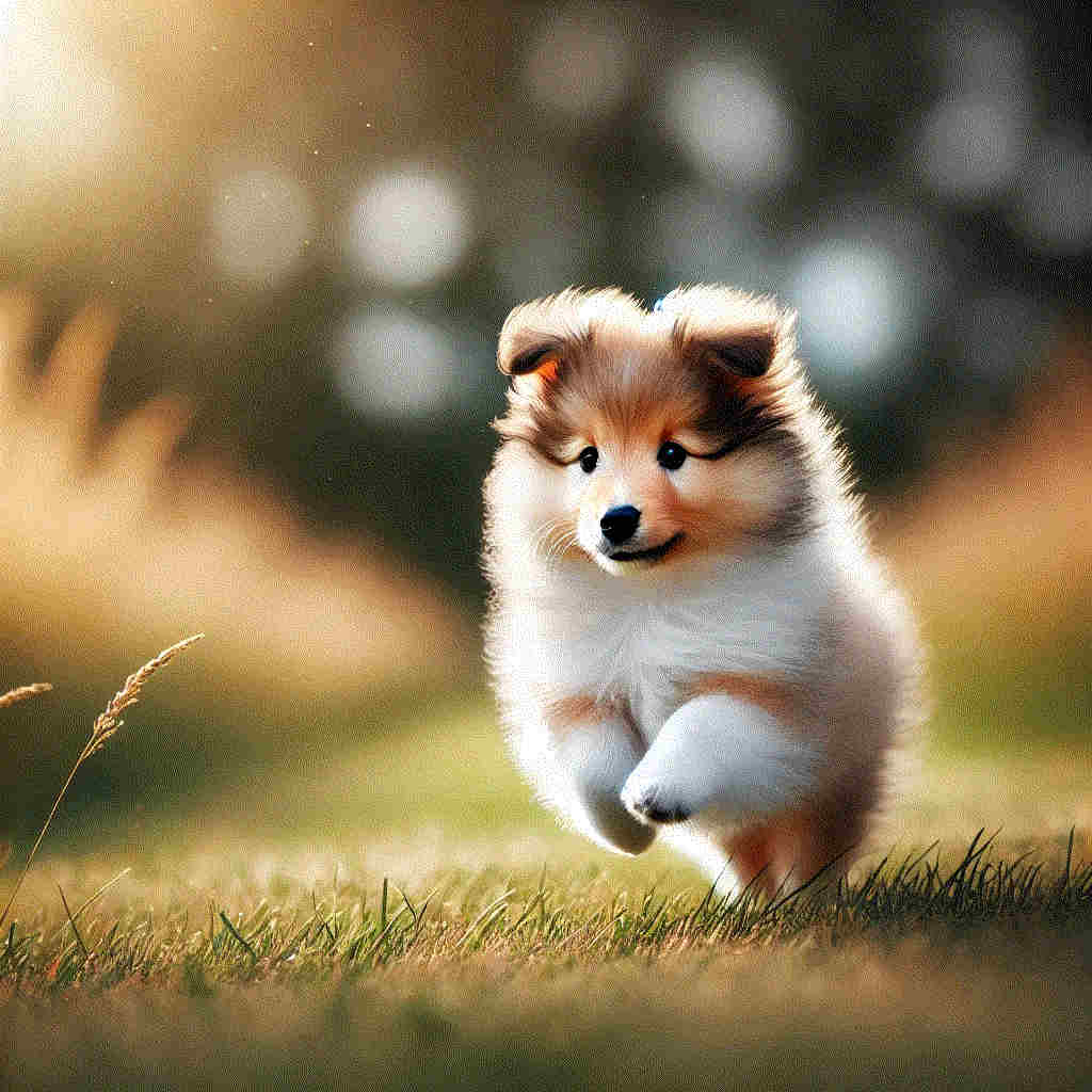 Un chiot Carlin en train de courir également